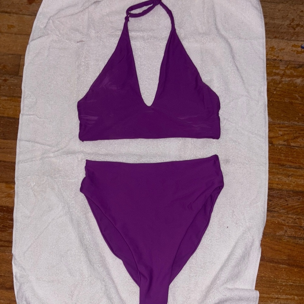 Skatie Purple Halter Bikini Set